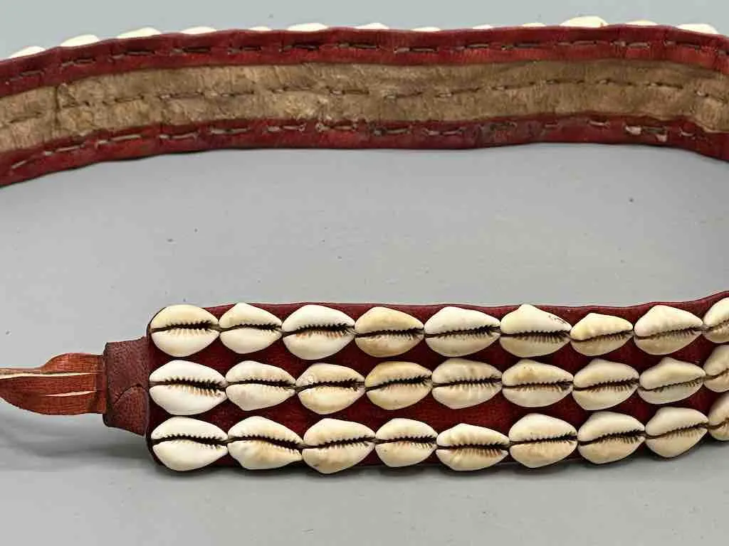 African Finest Quality Cultural Wide Real Cowrie Shell-Leather Tie Closure Belt - 4 colors