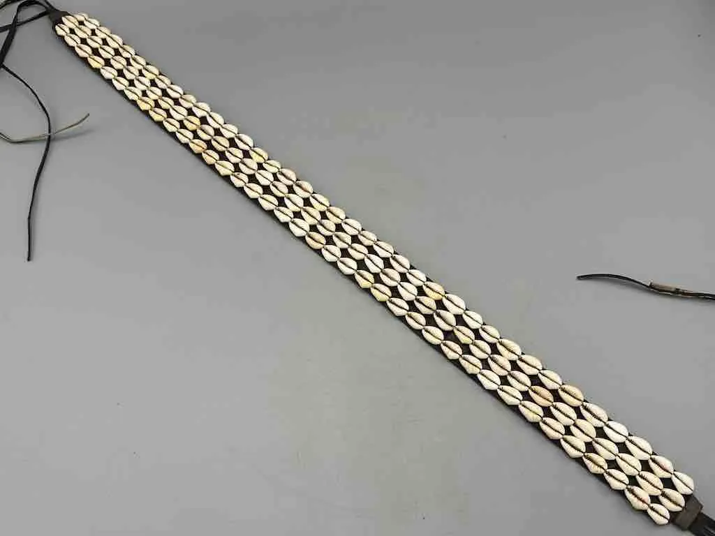 African Finest Quality Cultural Wide Real Cowrie Shell-Leather Tie Closure Belt - 4 colors
