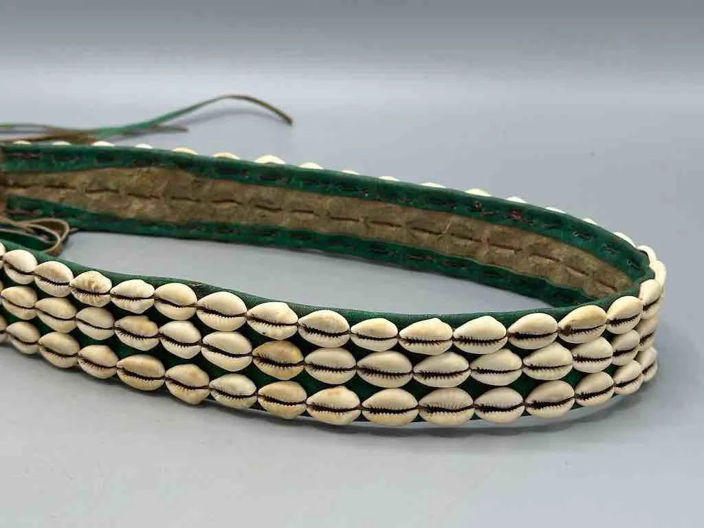 African Finest Quality Cultural Wide Real Cowrie Shell-Leather Tie Closure Belt - 4 colors