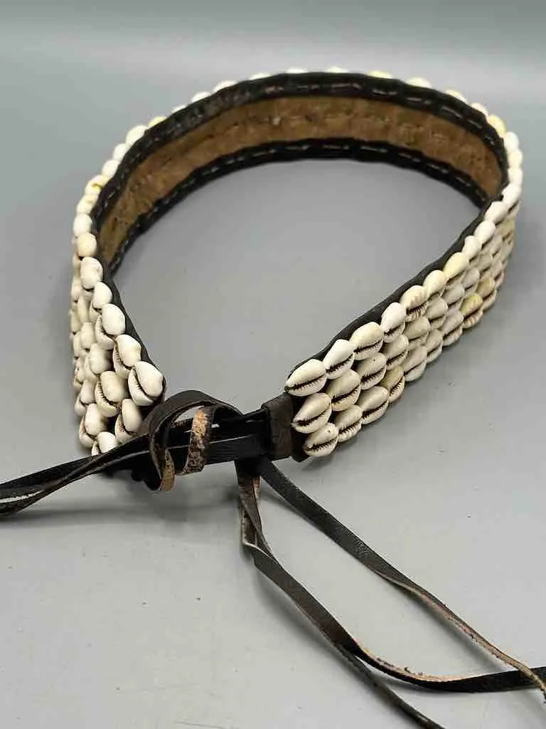 African Finest Quality Cultural Wide Real Cowrie Shell-Leather Tie Closure Belt - 4 colors