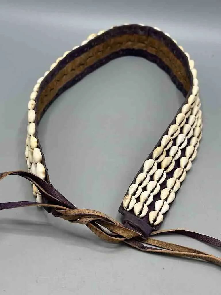 African Finest Quality Cultural Wide Real Cowrie Shell-Leather Tie Closure Belt - 4 colors