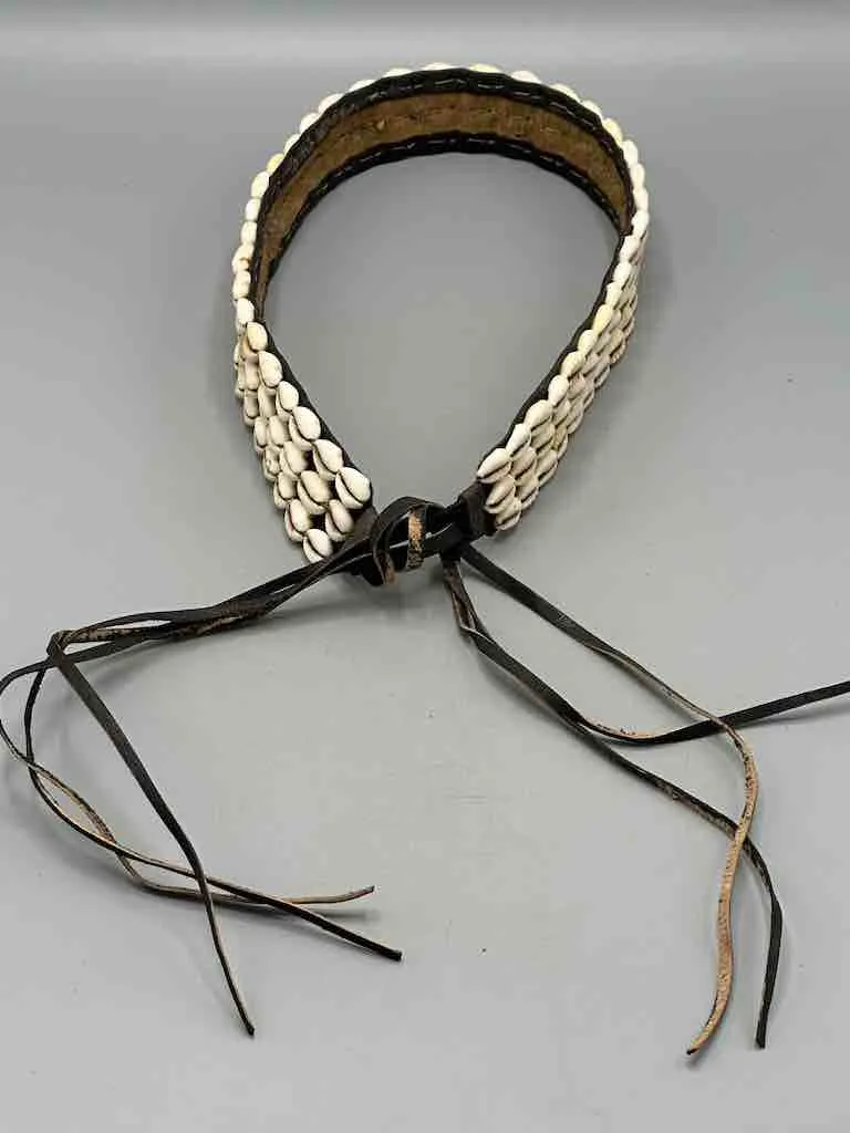 African Finest Quality Cultural Wide Real Cowrie Shell-Leather Tie Closure Belt - 4 colors