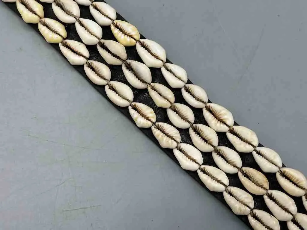 African Finest Quality Cultural Wide Real Cowrie Shell-Leather Tie Closure Belt - 4 colors