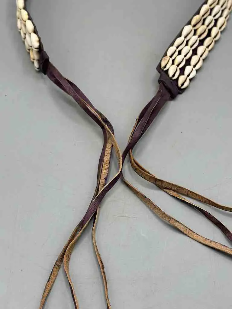 African Finest Quality Cultural Wide Real Cowrie Shell-Leather Tie Closure Belt - 4 colors