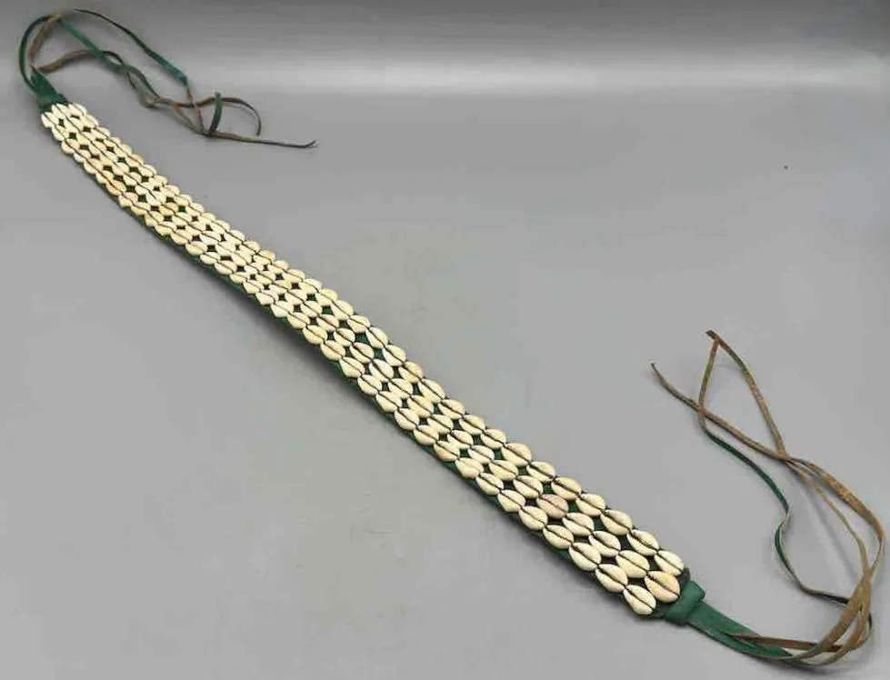 African Finest Quality Cultural Wide Real Cowrie Shell-Leather Tie Closure Belt - 4 colors