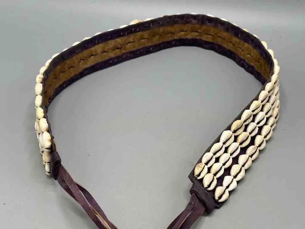 African Finest Quality Cultural Wide Real Cowrie Shell-Leather Tie Closure Belt - 4 colors