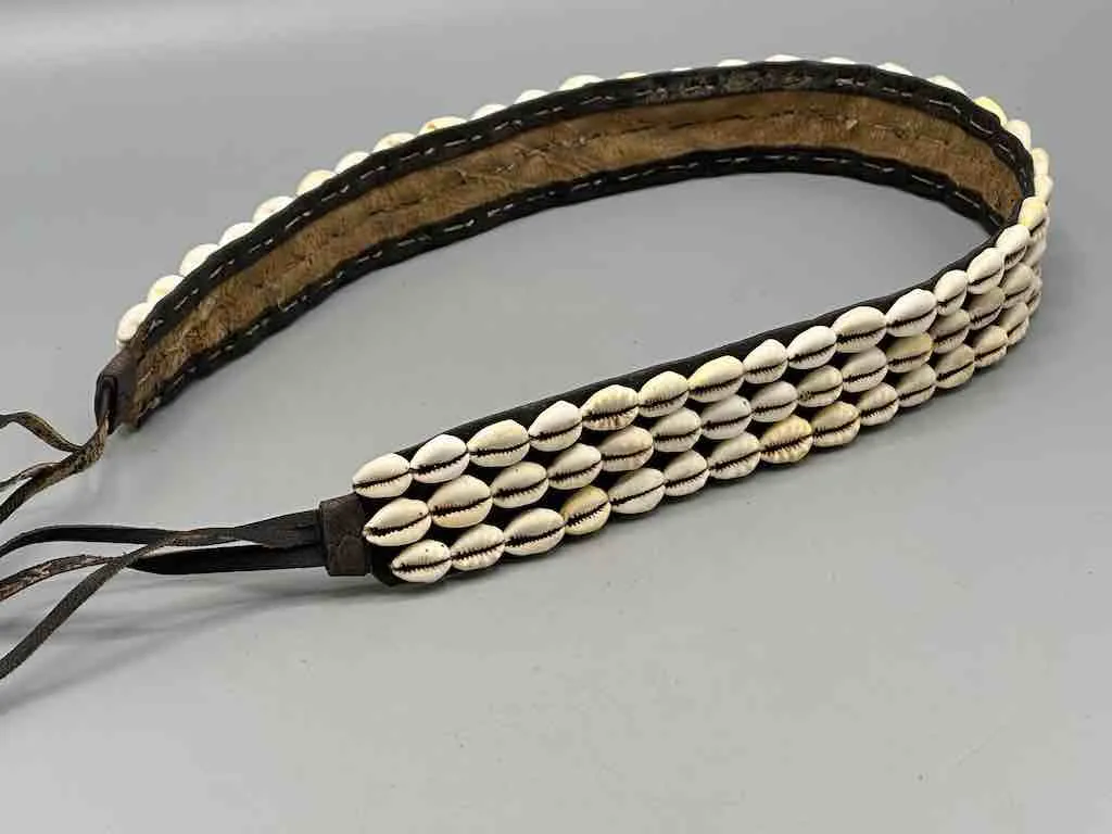 African Finest Quality Cultural Wide Real Cowrie Shell-Leather Tie Closure Belt - 4 colors