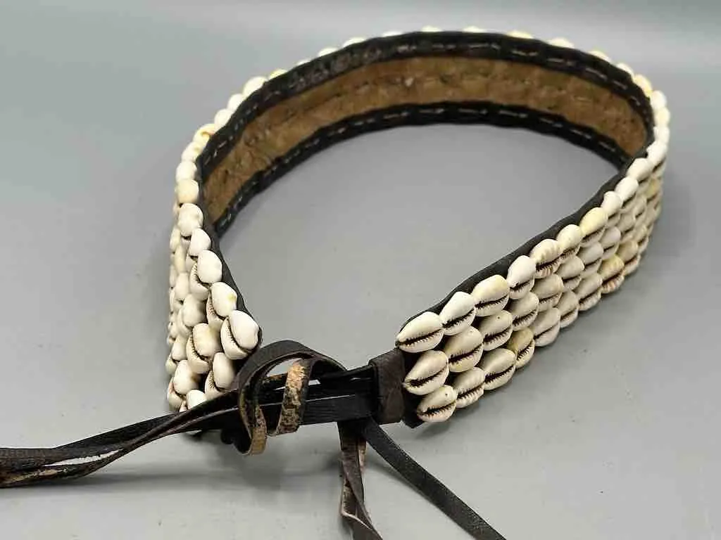 African Finest Quality Cultural Wide Real Cowrie Shell-Leather Tie Closure Belt - 4 colors