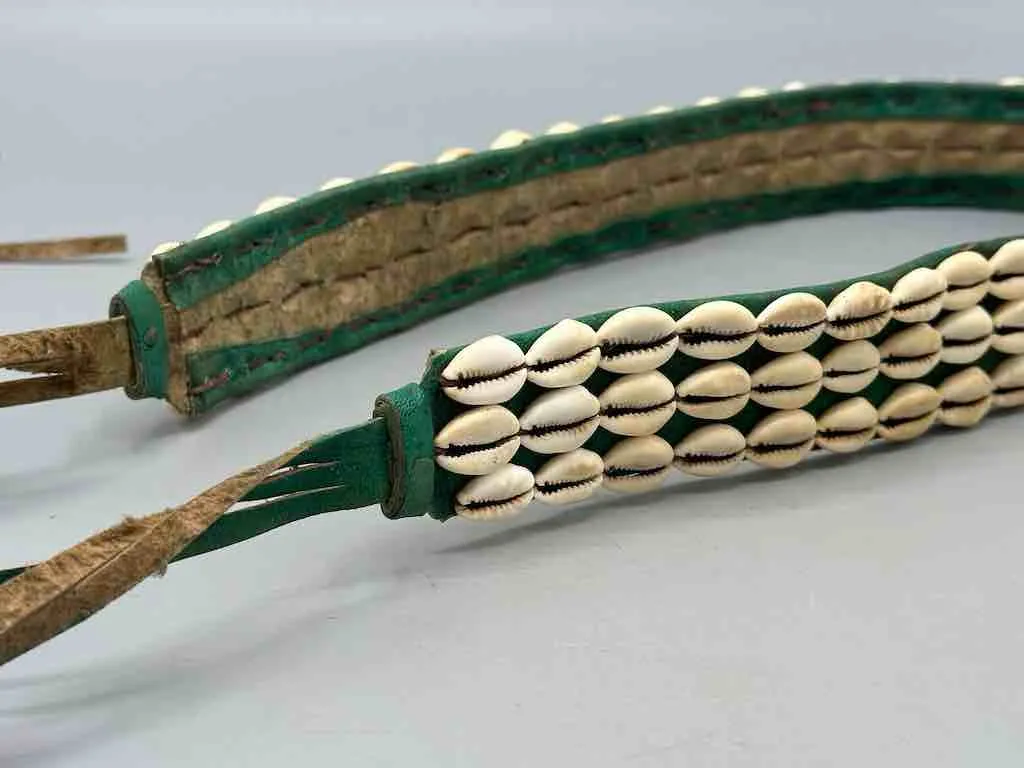 African Finest Quality Cultural Wide Real Cowrie Shell-Leather Tie Closure Belt - 4 colors
