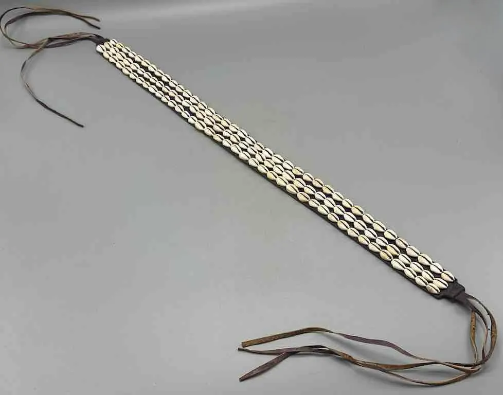 African Finest Quality Cultural Wide Real Cowrie Shell-Leather Tie Closure Belt - 4 colors