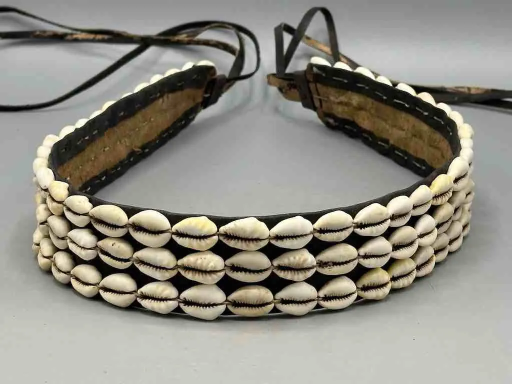 African Finest Quality Cultural Wide Real Cowrie Shell-Leather Tie Closure Belt - 4 colors