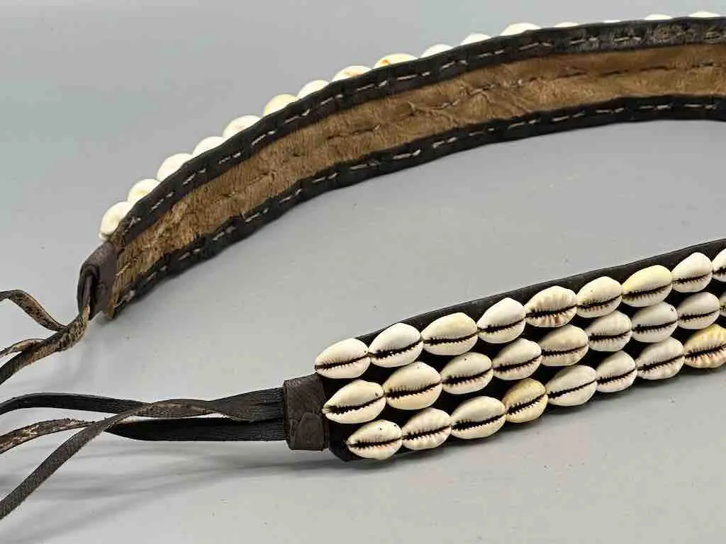 African Finest Quality Cultural Wide Real Cowrie Shell-Leather Tie Closure Belt - 4 colors