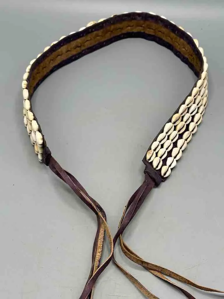 African Finest Quality Cultural Wide Real Cowrie Shell-Leather Tie Closure Belt - 4 colors