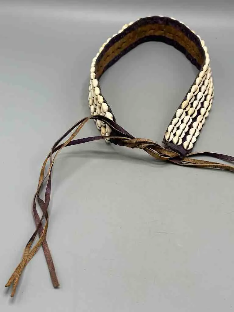 African Finest Quality Cultural Wide Real Cowrie Shell-Leather Tie Closure Belt - 4 colors