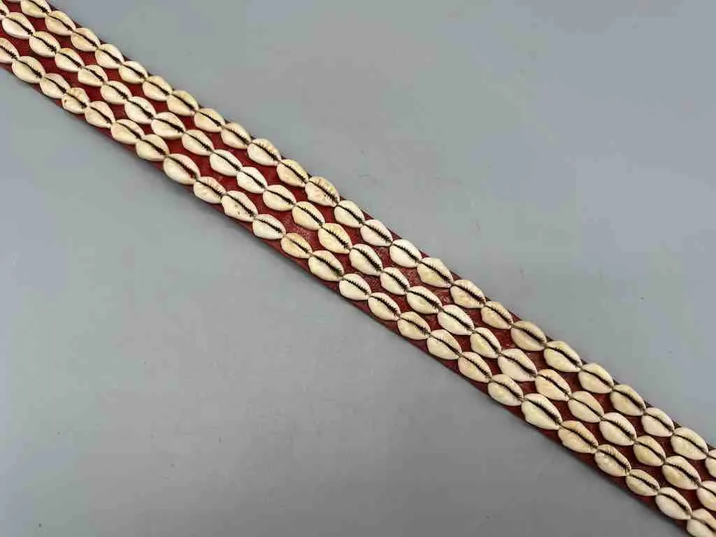 African Finest Quality Cultural Wide Real Cowrie Shell-Leather Tie Closure Belt - 4 colors