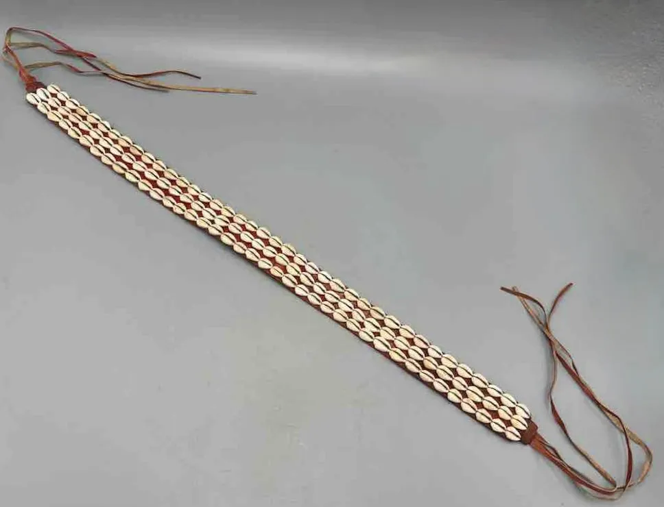 African Finest Quality Cultural Wide Real Cowrie Shell-Leather Tie Closure Belt - 4 colors