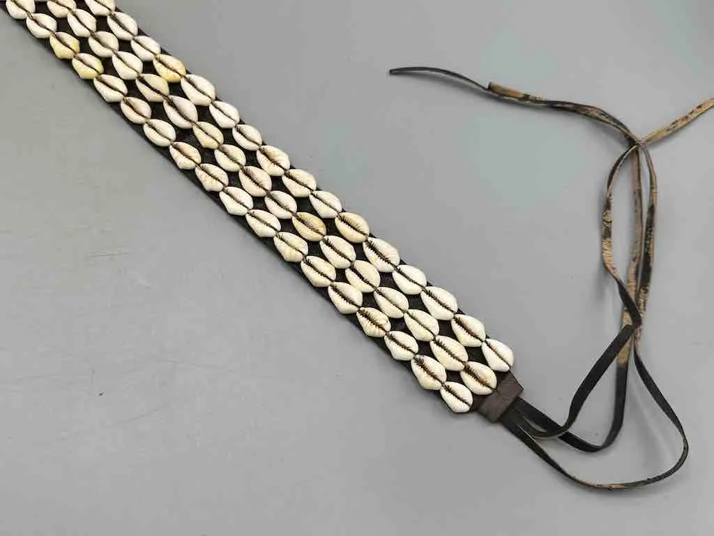 African Finest Quality Cultural Wide Real Cowrie Shell-Leather Tie Closure Belt - 4 colors