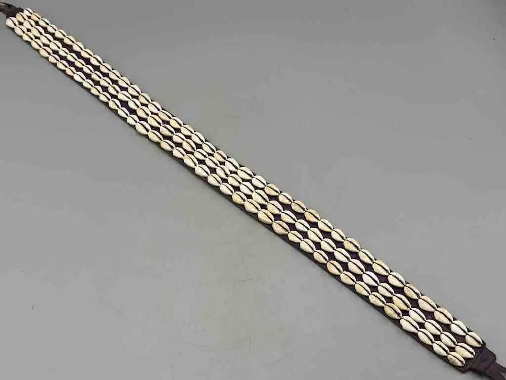 African Finest Quality Cultural Wide Real Cowrie Shell-Leather Tie Closure Belt - 4 colors