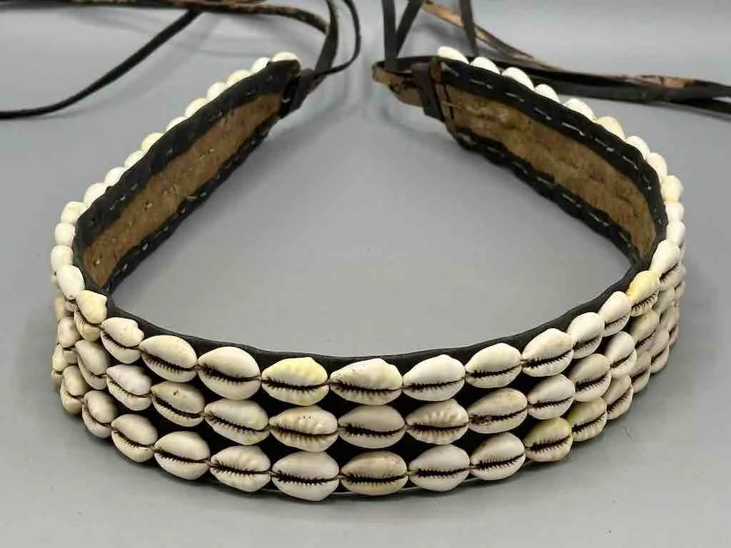 African Finest Quality Cultural Wide Real Cowrie Shell-Leather Tie Closure Belt - 4 colors