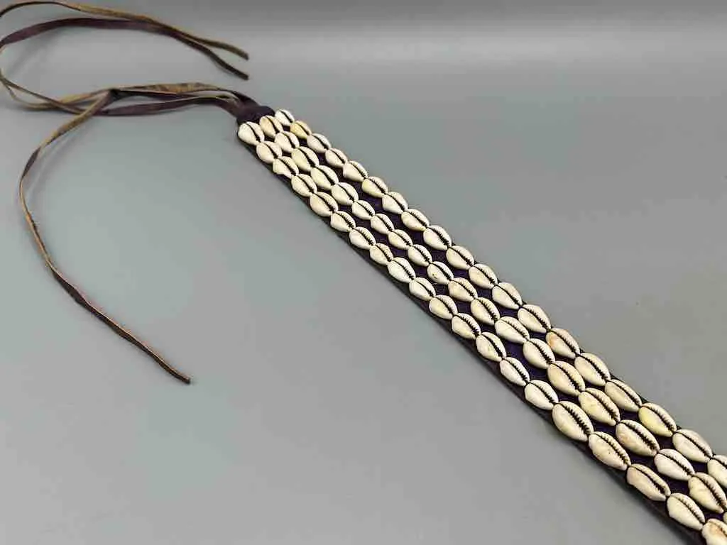 African Finest Quality Cultural Wide Real Cowrie Shell-Leather Tie Closure Belt - 4 colors