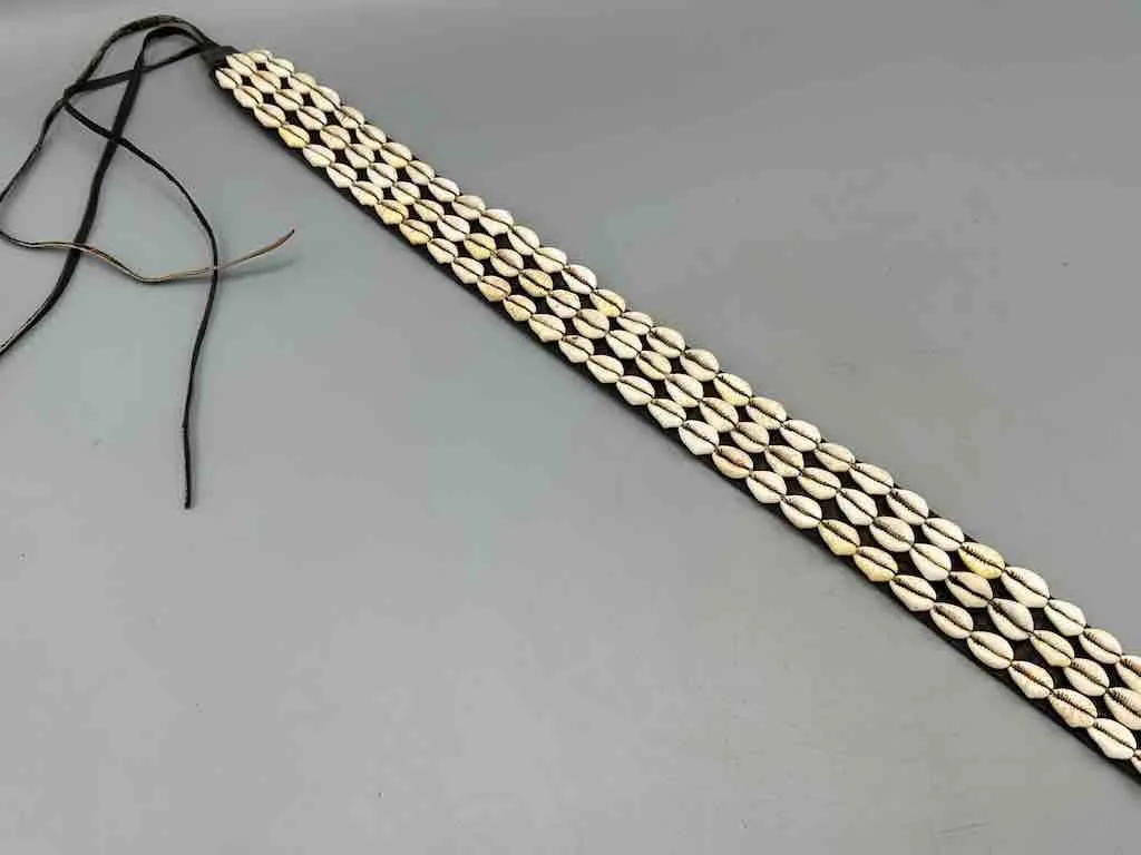 African Finest Quality Cultural Wide Real Cowrie Shell-Leather Tie Closure Belt - 4 colors