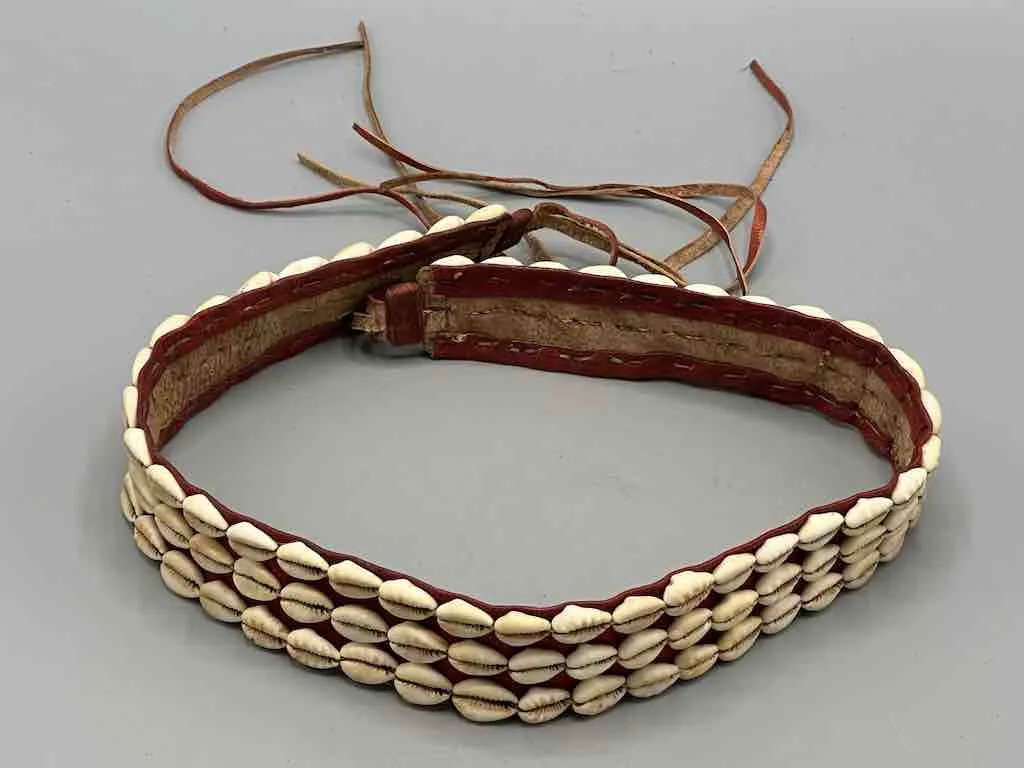 African Finest Quality Cultural Wide Real Cowrie Shell-Leather Tie Closure Belt - 4 colors