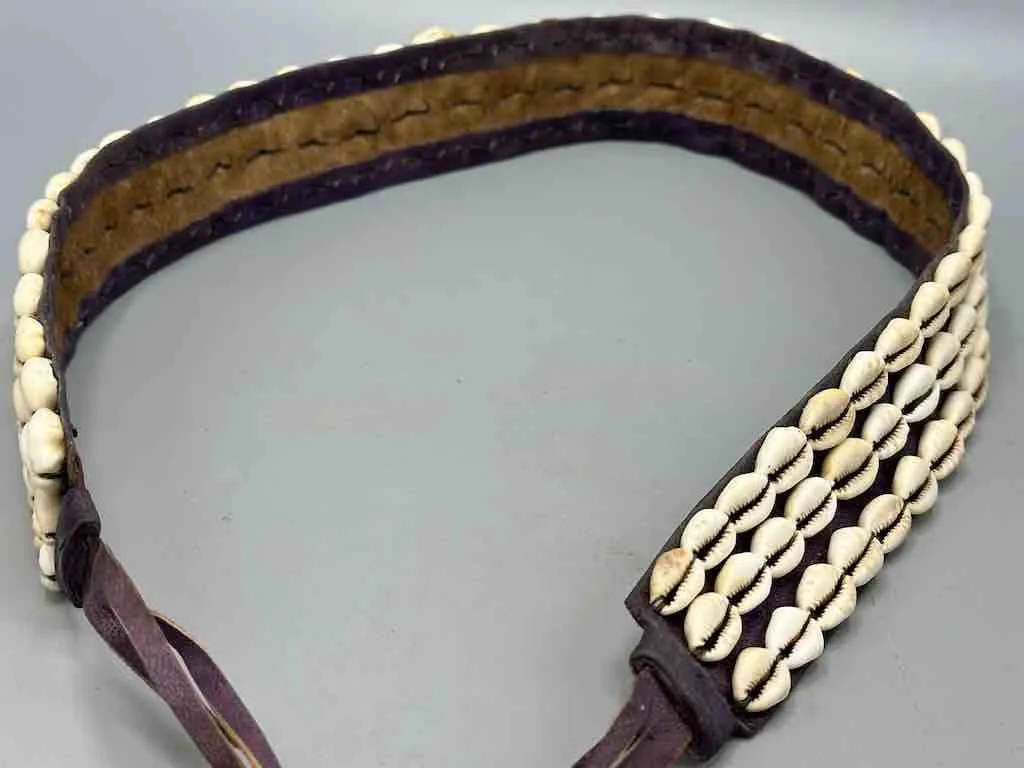 African Finest Quality Cultural Wide Real Cowrie Shell-Leather Tie Closure Belt - 4 colors