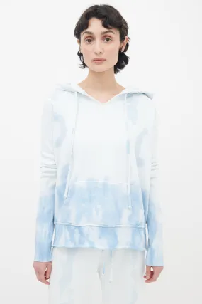 Blue Tie-Dye V-Neck  Hoodie