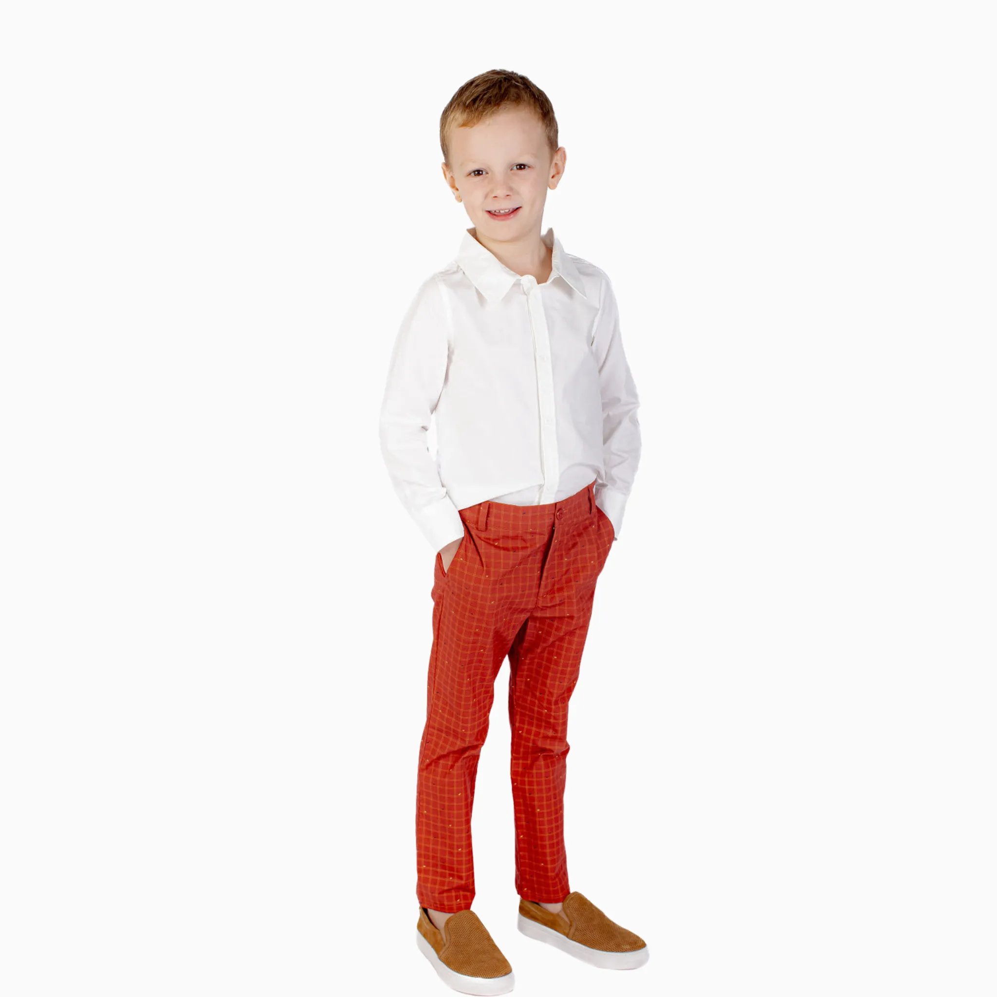 Boys' Chinos in Red Dino