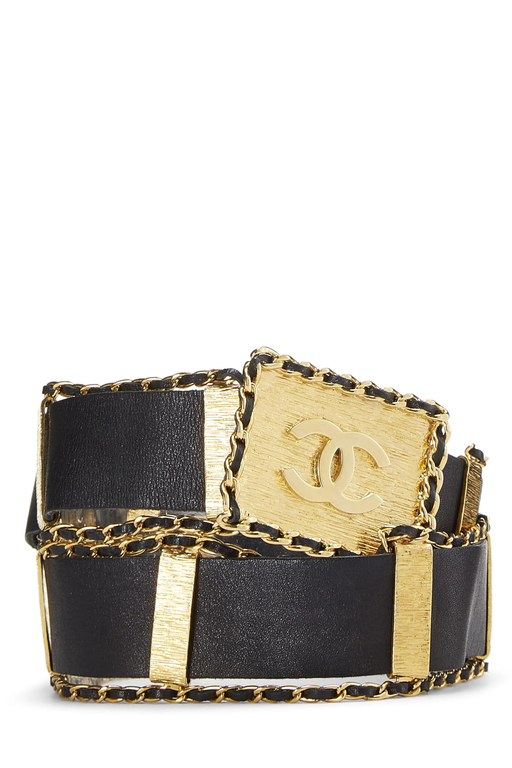 Chanel,  Black Leather 'CC' Buckle Belt 75, Black