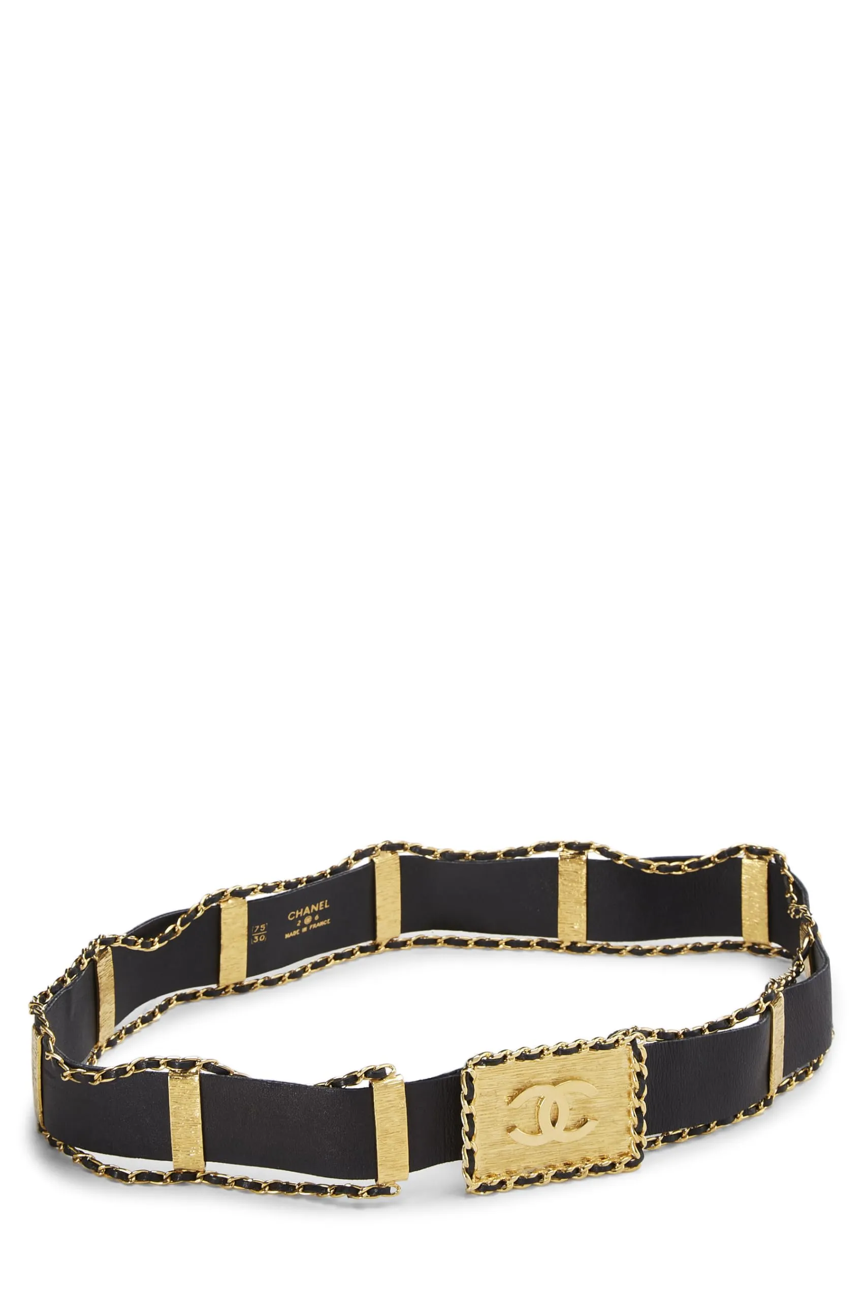Chanel,  Black Leather 'CC' Buckle Belt 75, Black
