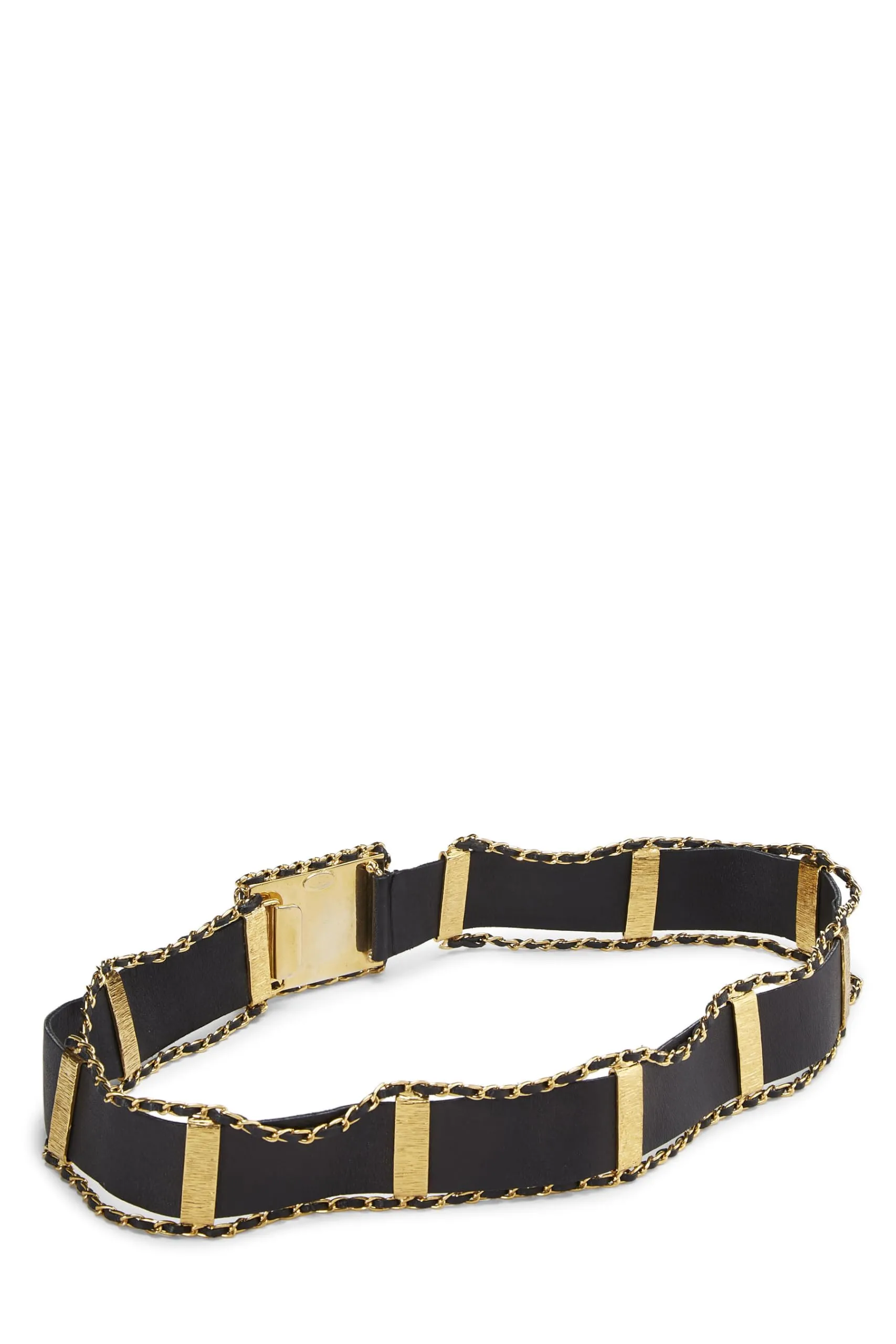 Chanel,  Black Leather 'CC' Buckle Belt 75, Black