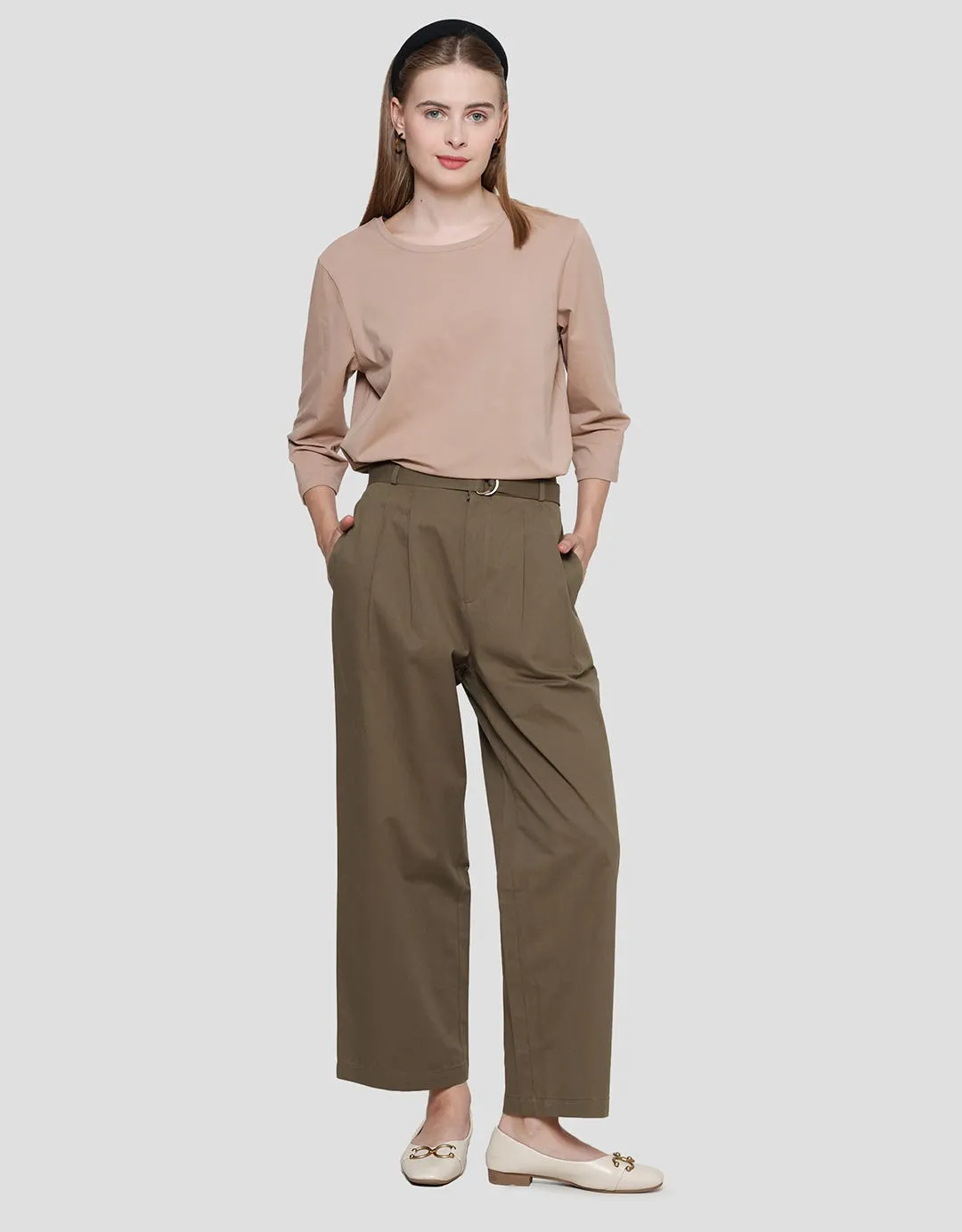 Connexion Belt Loose Celana Panjang Wanita