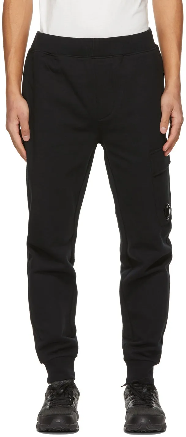 C.P. Company Black Diagonal Raised Lounge Pants