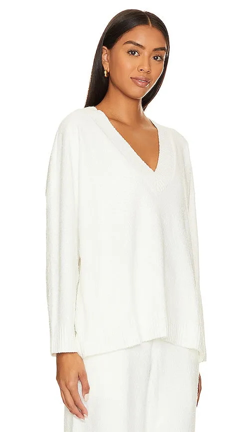 eberjey Boucle V-Neck Top in White