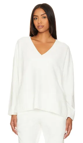 eberjey Boucle V-Neck Top in White