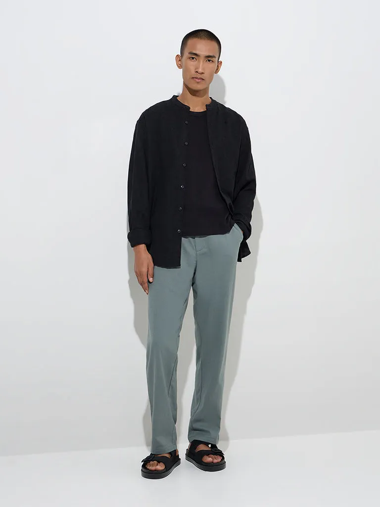 ETA Teal Relaxed-Fit Mid-Rise Cotton-Blend Chinos