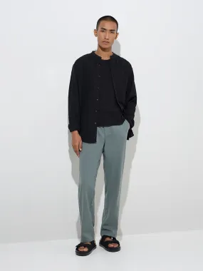 ETA Teal Relaxed-Fit Mid-Rise Cotton-Blend Chinos