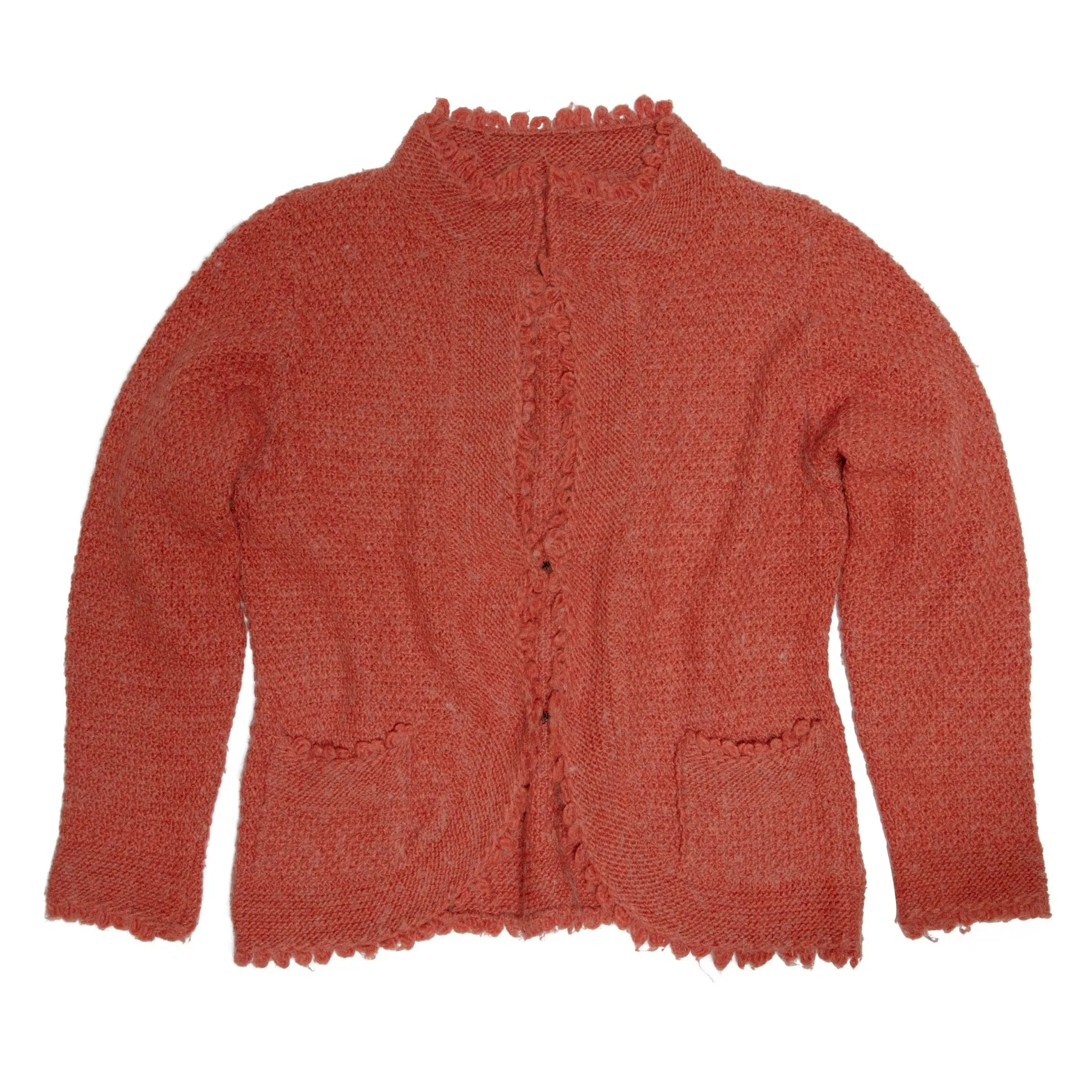 Garter Seed Stitch Picot Trim Cardigan