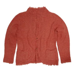 Garter Seed Stitch Picot Trim Cardigan