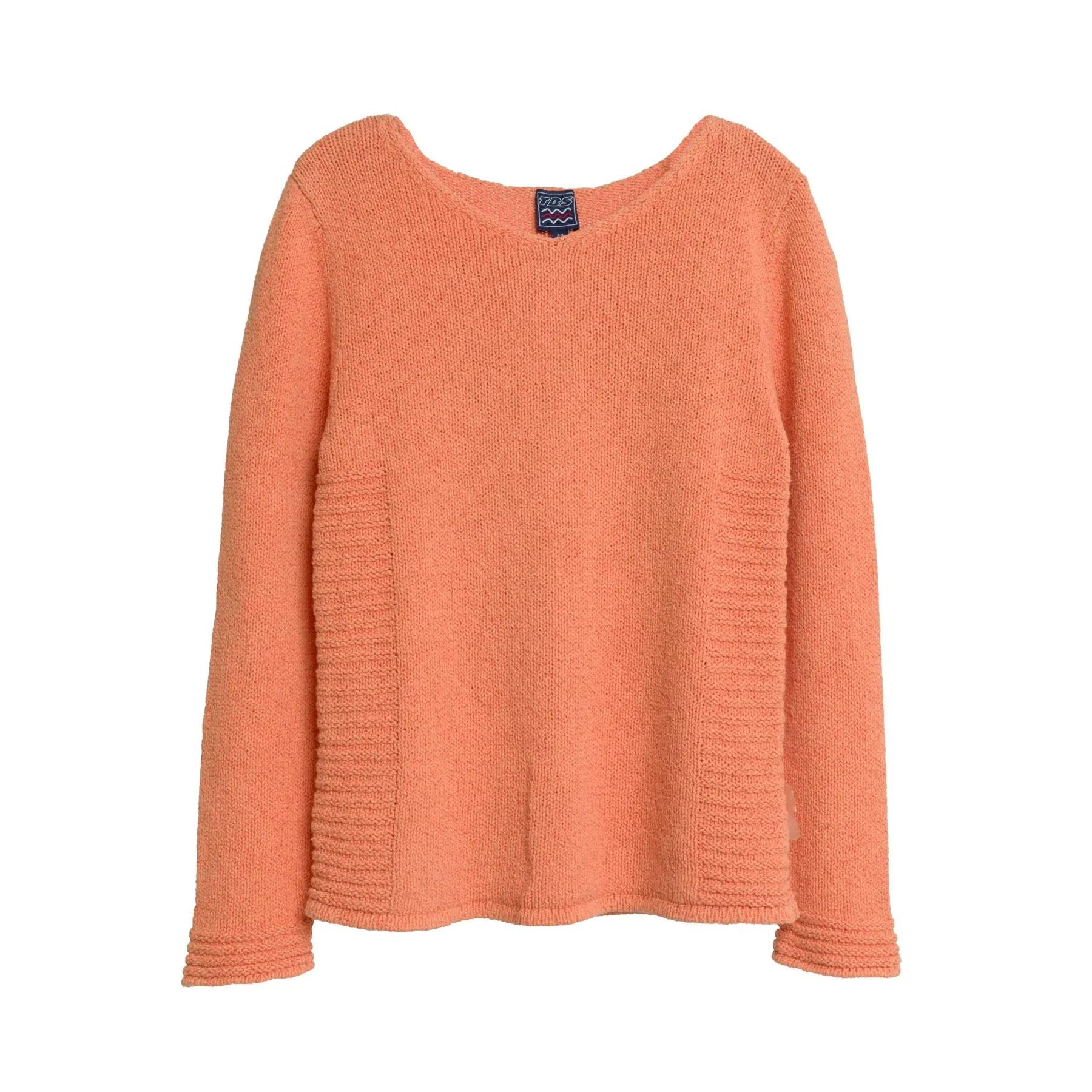 Garter Stitch Pattern Knit Linen Blend Pullover