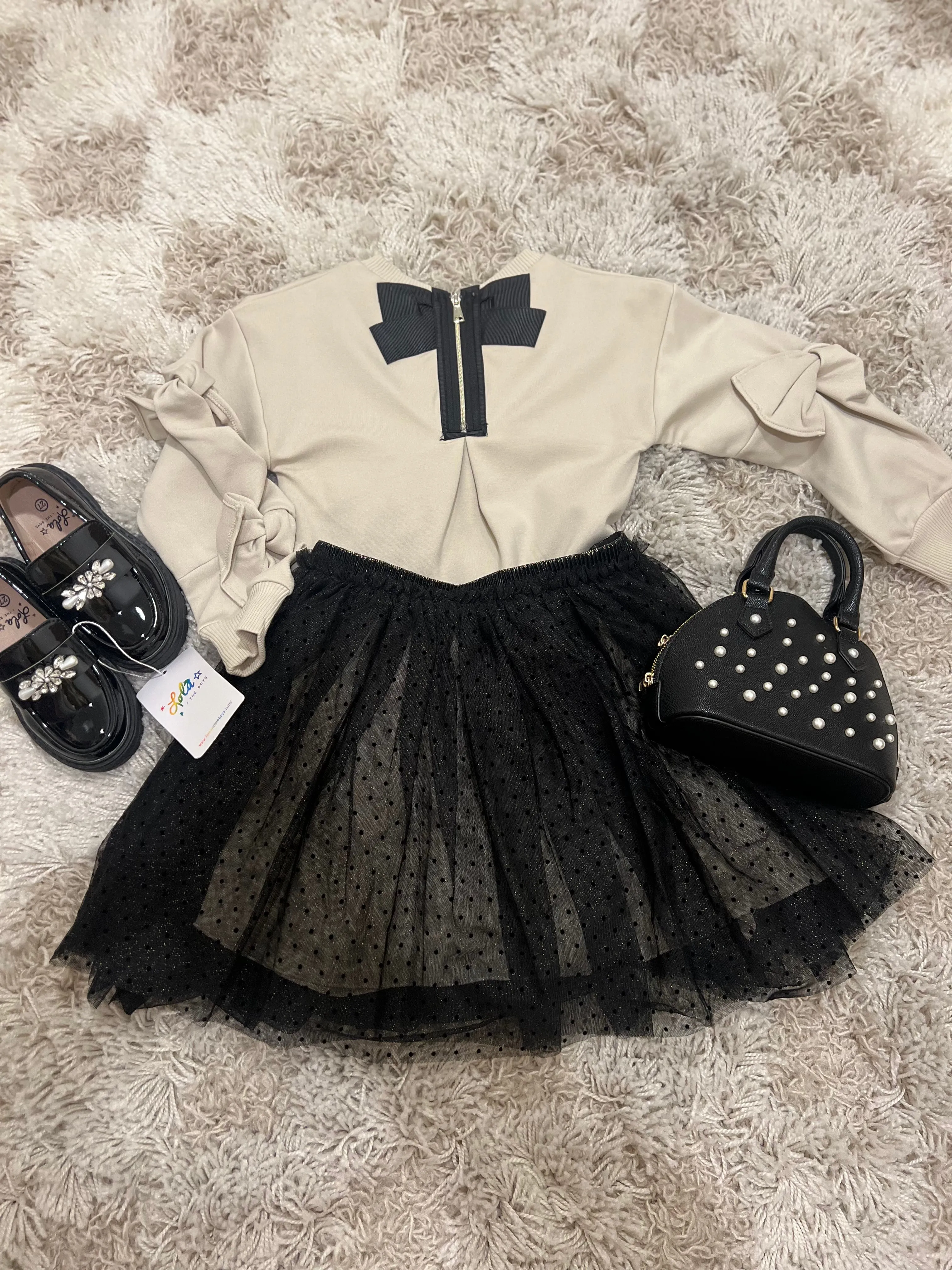 Girls Knit Pullover with Bow Detail