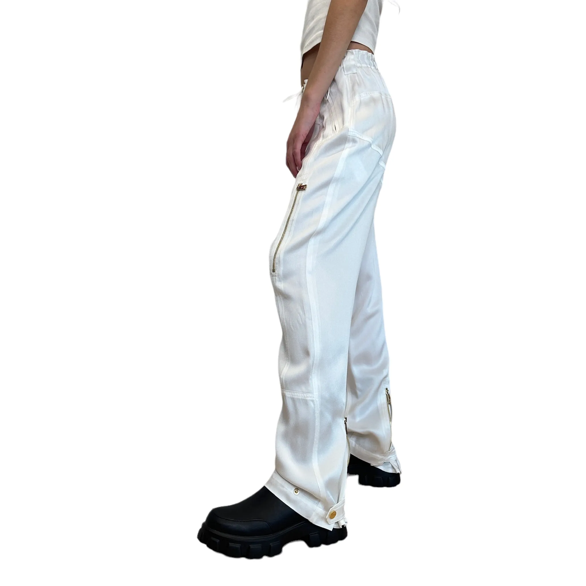 Glossy White Cargo Pant - 2