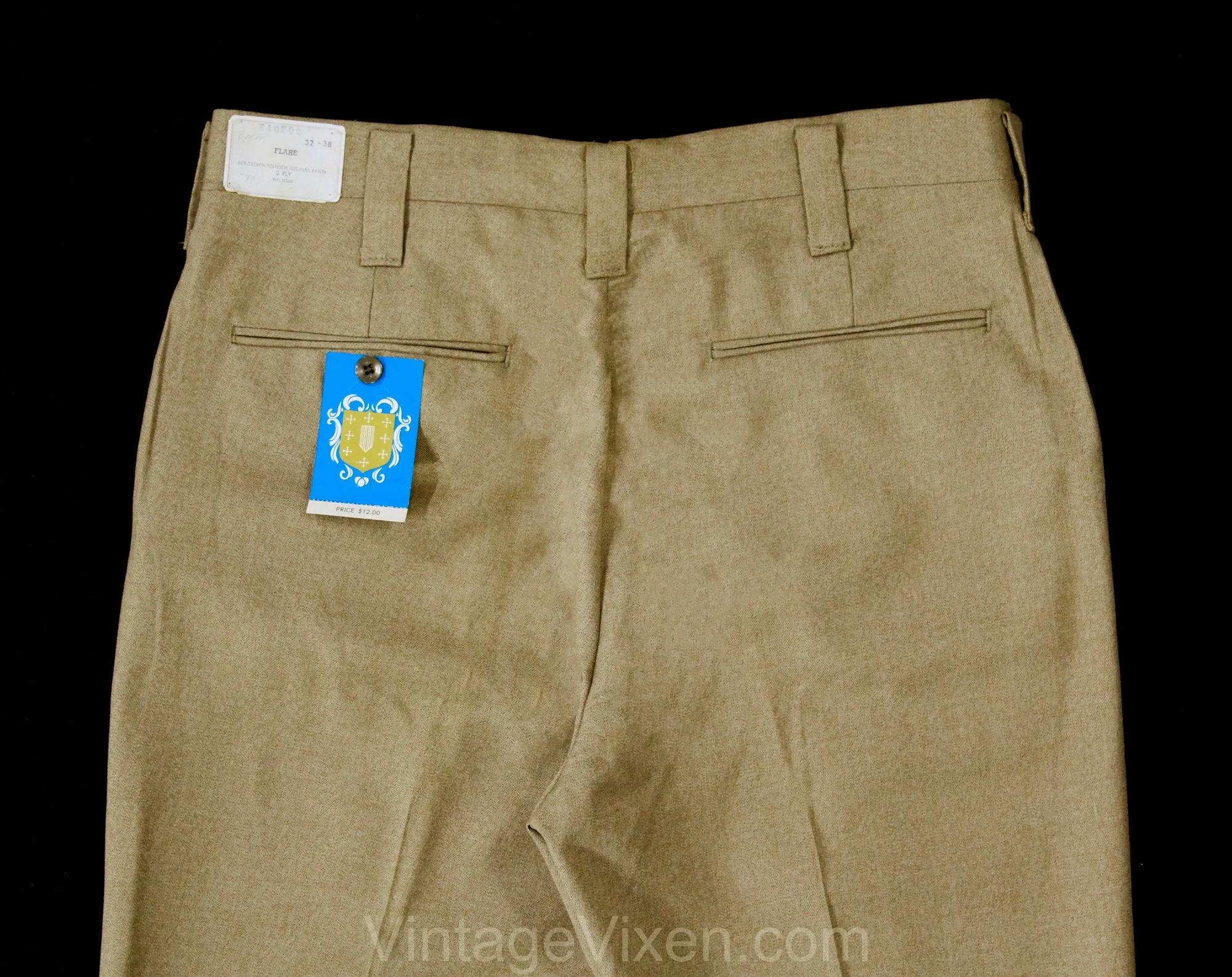 Men's Medium 60s Pants - Mod Late 1960s Khaki Brown Tailored Pant - Boot Cut Flare Trouser - Handsome Deadstock - Waist 32 - Inseam 38