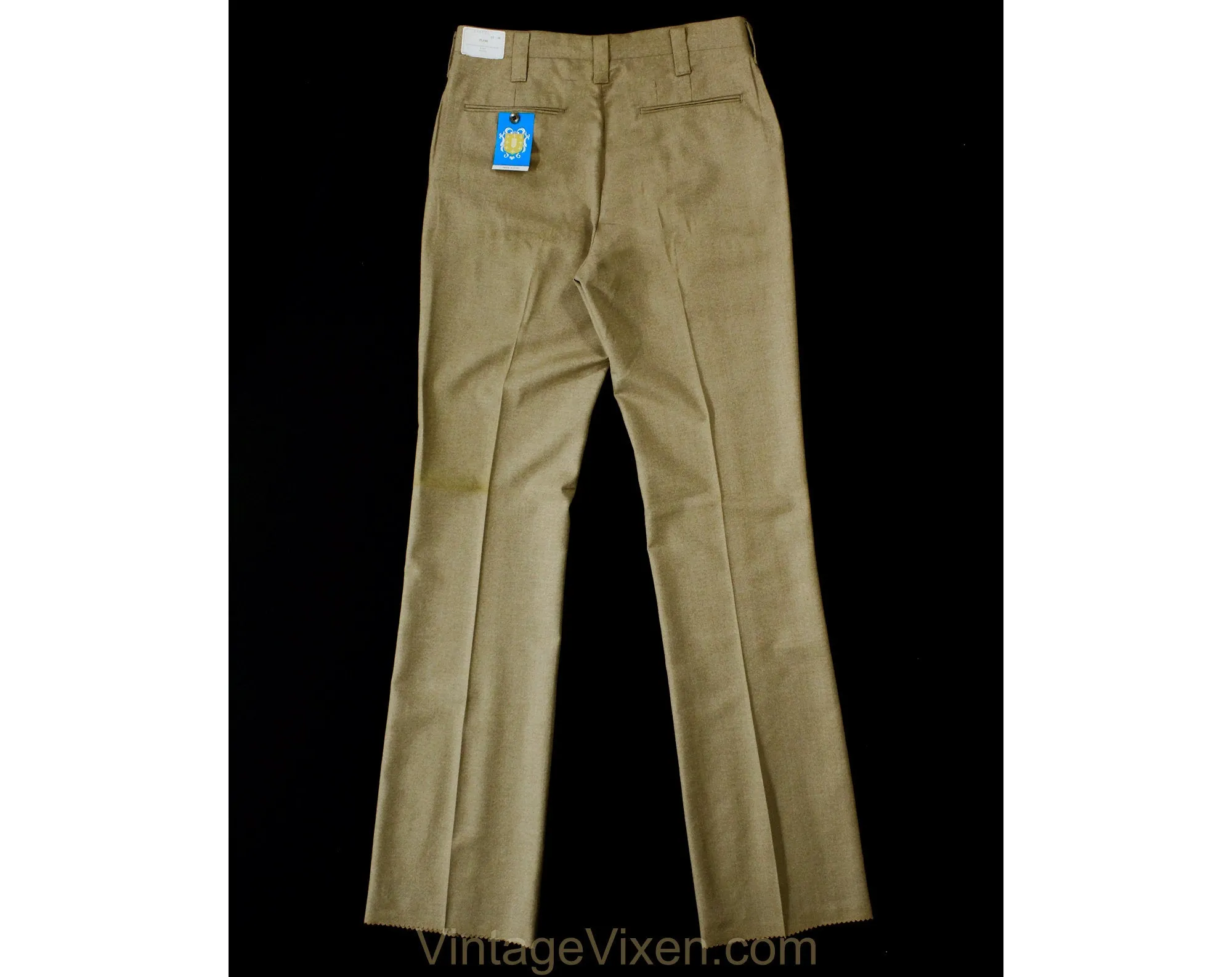 Men's Medium 60s Pants - Mod Late 1960s Khaki Brown Tailored Pant - Boot Cut Flare Trouser - Handsome Deadstock - Waist 33 - Inseam 37.5