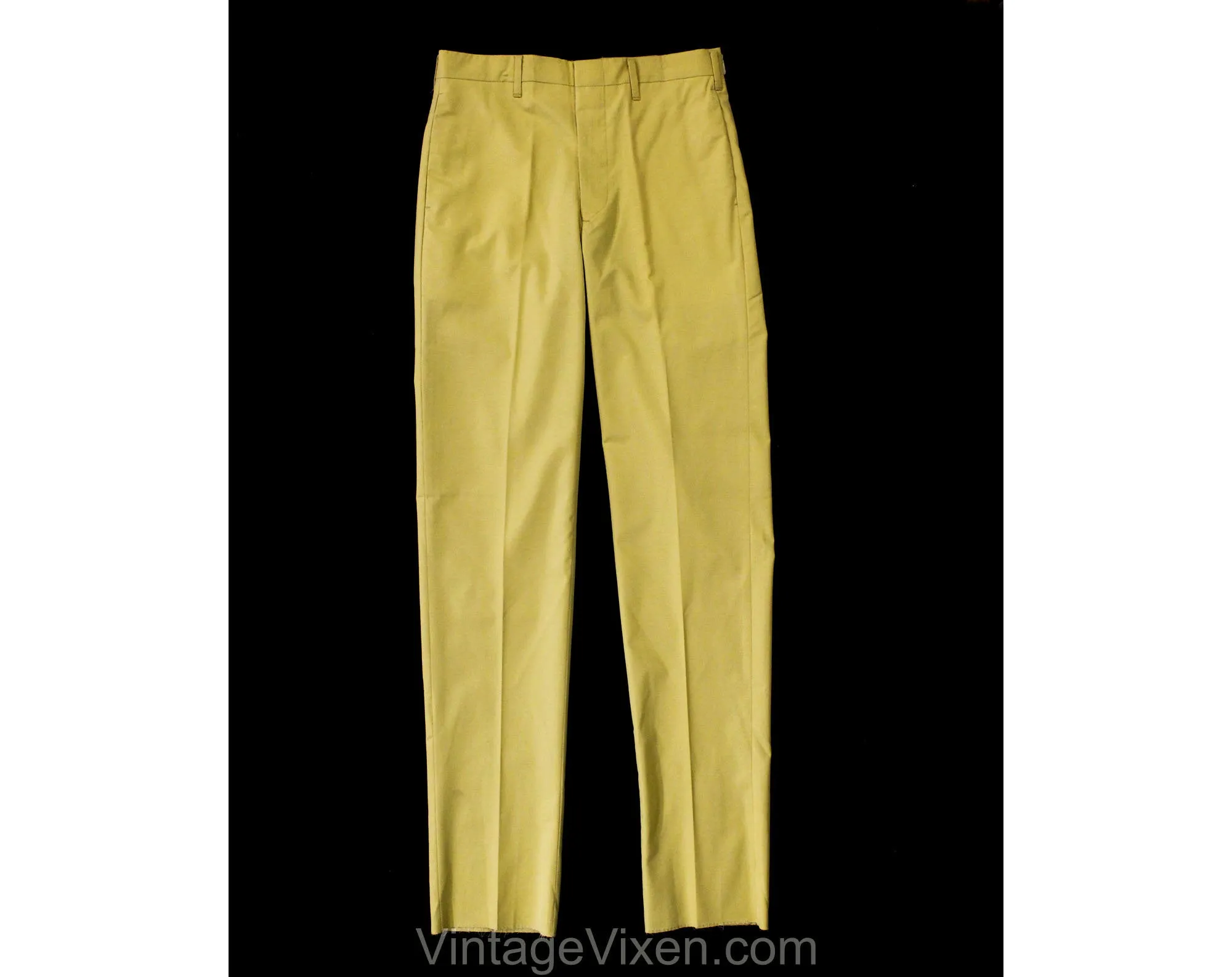 Men's Small Taupe Pant - 1960s Yellow Tan Cotton Dress Trousers - Mid Century Mod Mens Business Wear - 60s Deadstock - Waist 30 Inseam 37