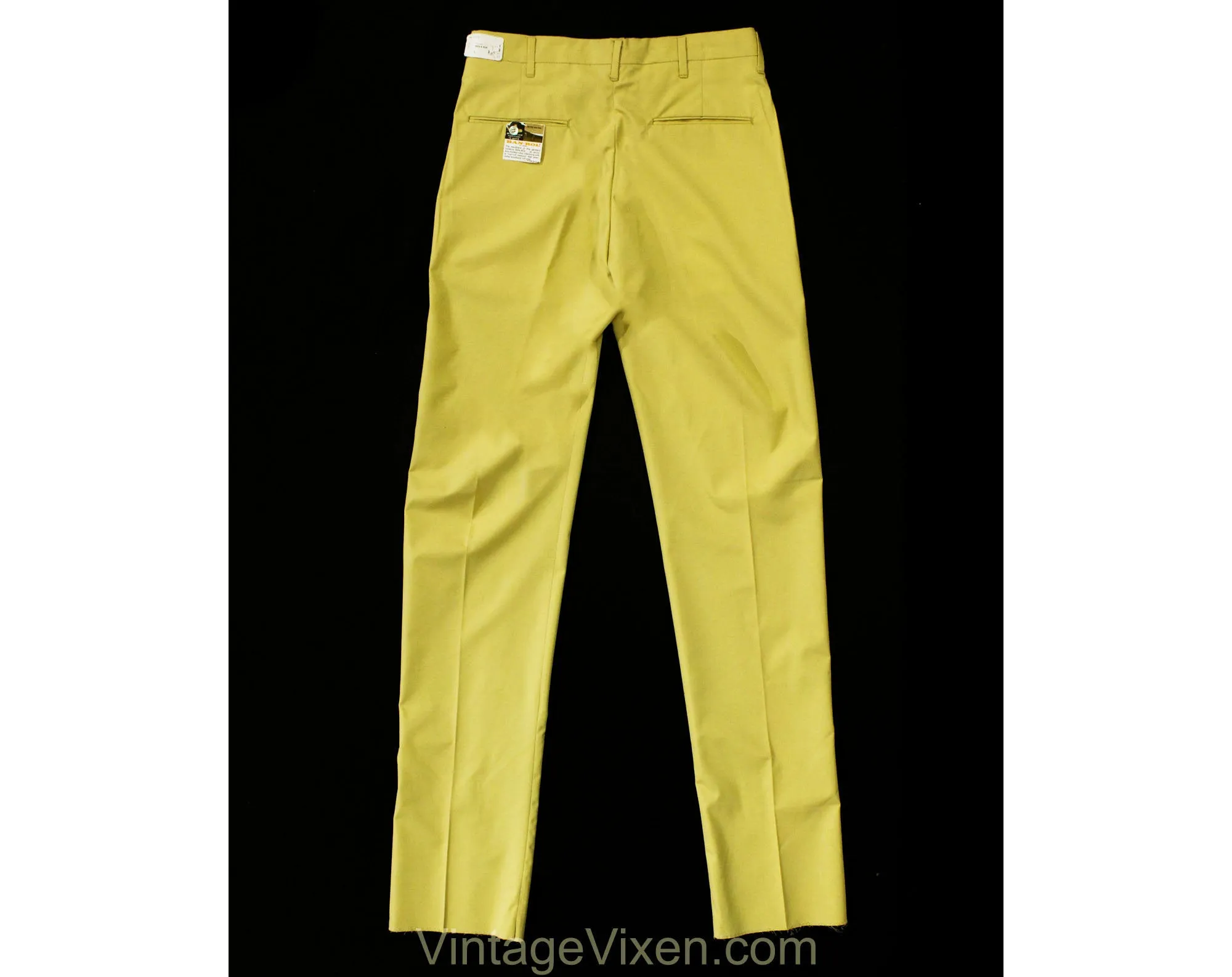Men's Small Taupe Pant - 1960s Yellow Tan Cotton Dress Trousers - Mid Century Mod Mens Business Wear - 60s Deadstock - Waist 30 Inseam 37