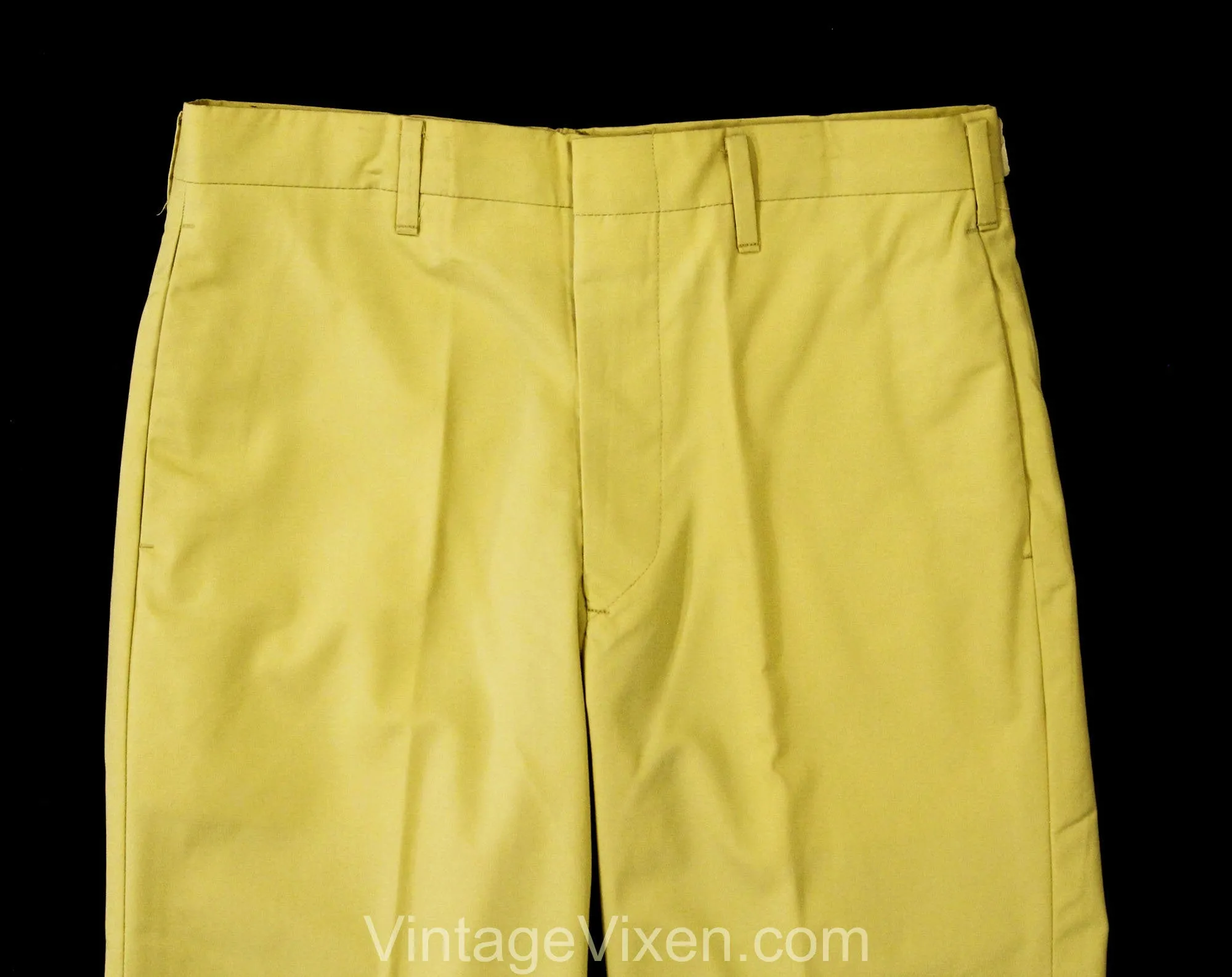 Men's Small Taupe Pant - 1960s Yellow Tan Cotton Dress Trousers - Mid Century Mod Mens Business Wear - 60s Deadstock - Waist 30 Inseam 37