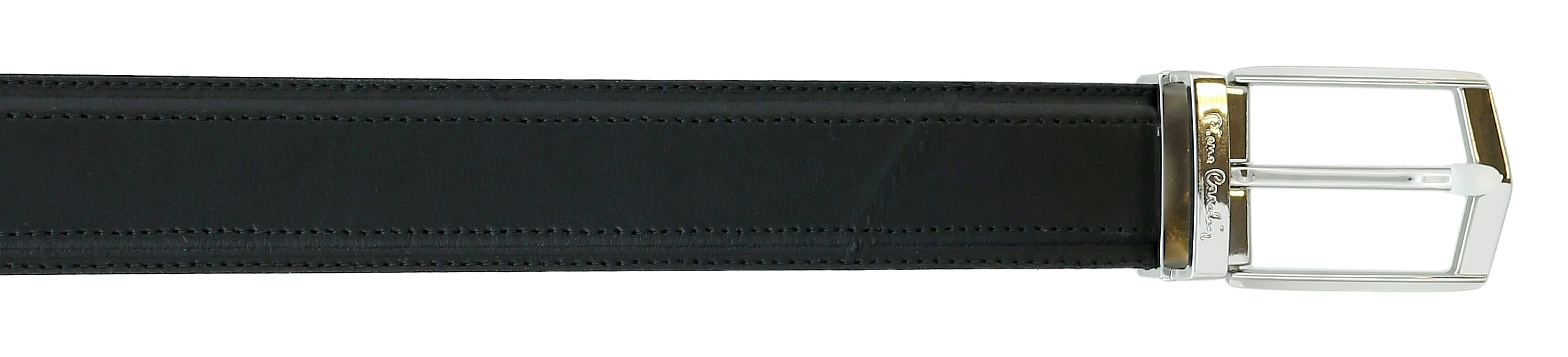 Pierre Cardin Black Stitch Detail Classic Buckle Ratchet Closure Adjustable Belt Adjustable Mens Belt-