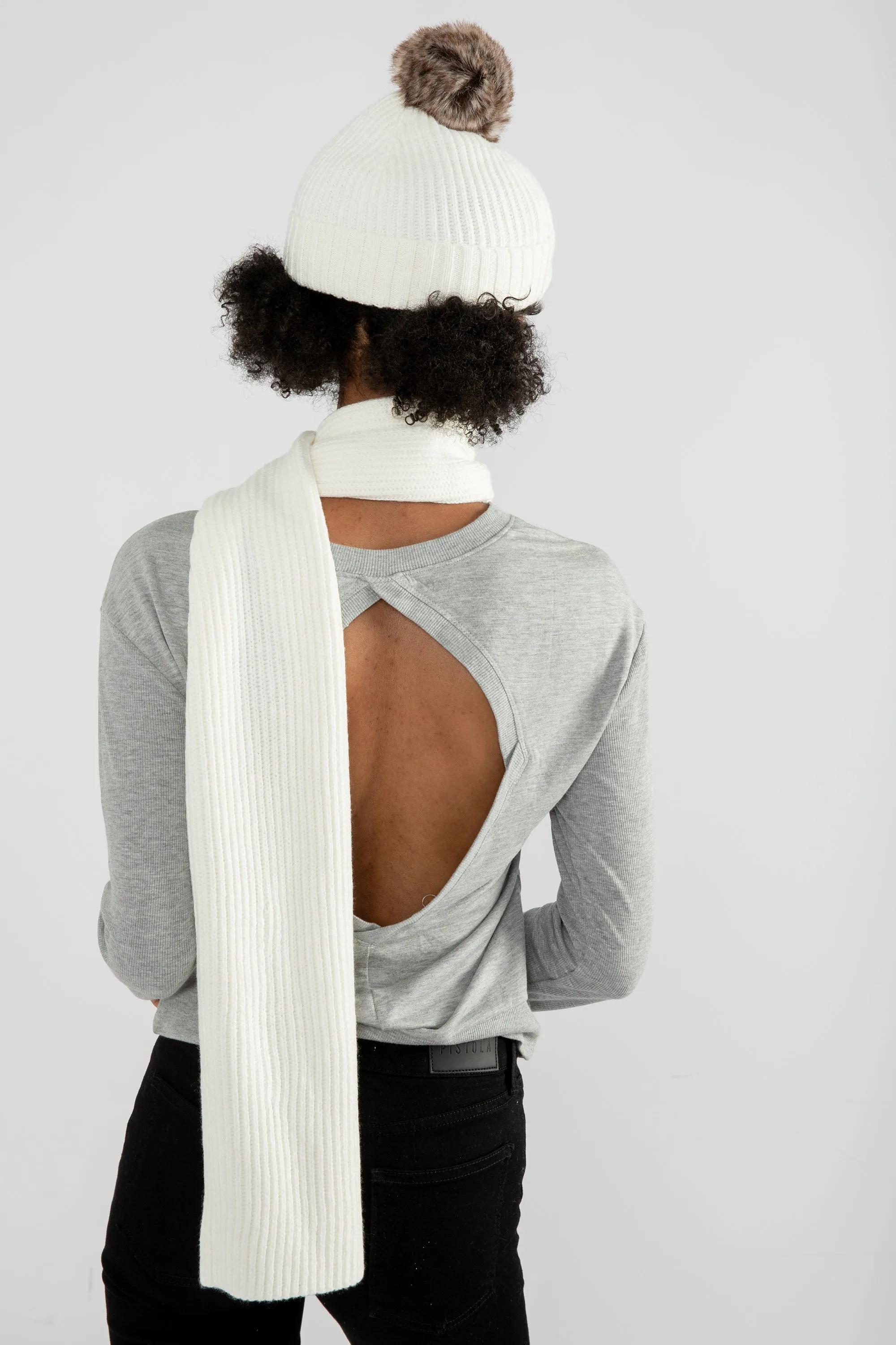 Pom Pom Beanie in White